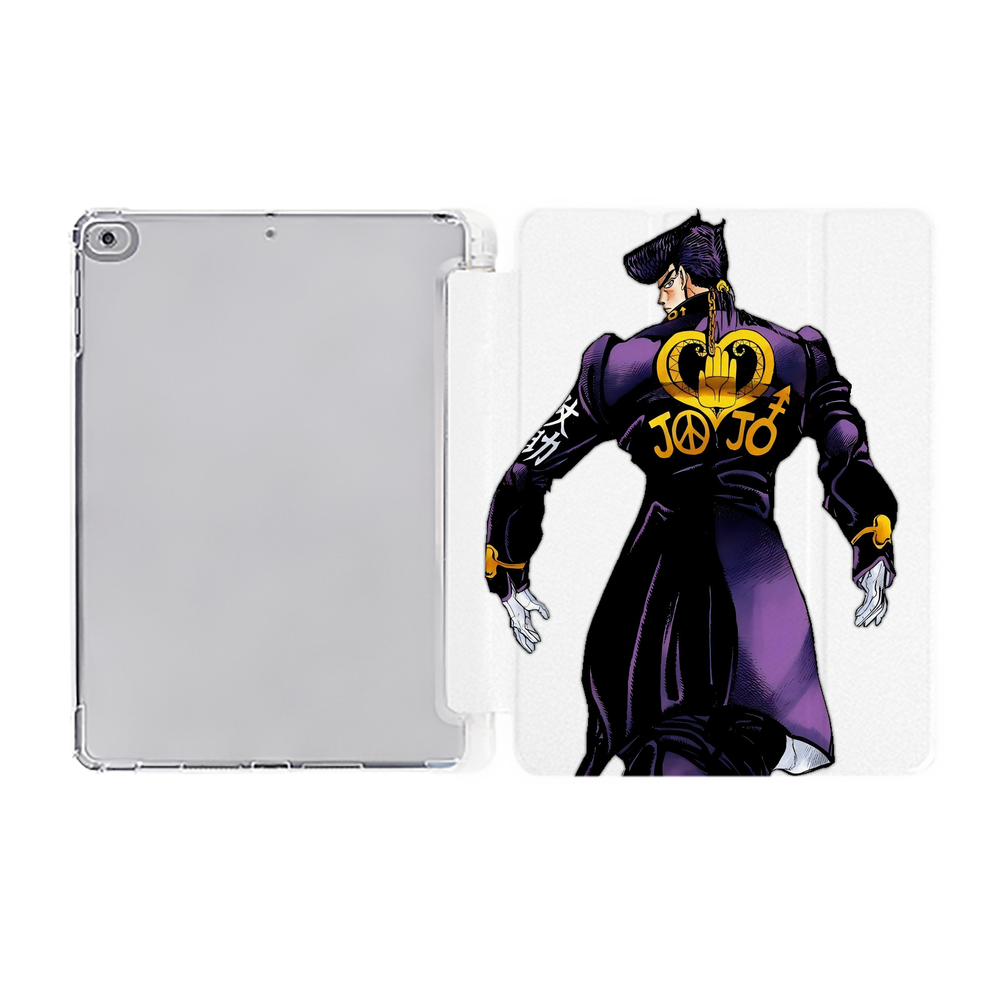 （画像用） ジョジョの奇妙な冒険 ひがしかた じょうすけ JoJo's Bizarre Adventure Higashikata Josuke IPad ケース ペン収納付き 三つ折りスタンド PUレザー×シリコン 対応機種9.5/10.5/10.9インチ